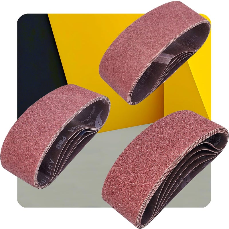 Tonmp 15 PCS 3" x 21" Premium Sander Belts - 5 Each of 40 80 120 Grit Aluminum Oxide Sanding Belts For Belt sander (3x21 inch) - Image 1